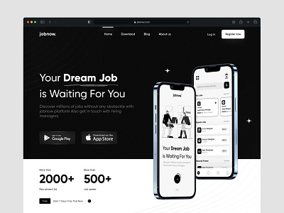 App Promotional Landing Page - Job Finder app black branding design game graphic design illustration jobfinder landing logo minimal ui ux vector website white
