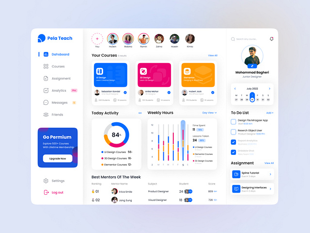 Learning Dashboard - Light Mode by Mamdism for Pela Design on Dribbble