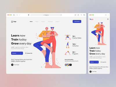 Yoga Landing Page - Light Mode🤘✨ 3d app branding design graphic design illustration landing logo meditation sport trend ui ux vector web yoga
