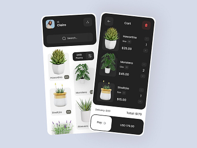 Plant Store App 3d app cactus design flower plant tree ui ux