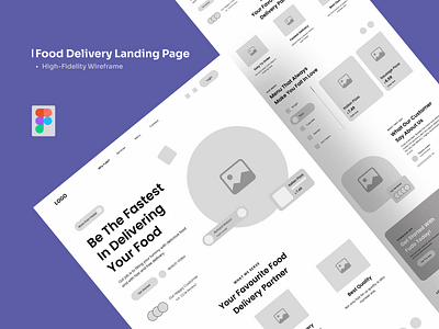 High-Fidelity Wireframe For Food Delivery Website figma design food delivery food header food landing food shop hero section landing page responsive restutant ui ui design ux ux design web design wireframe