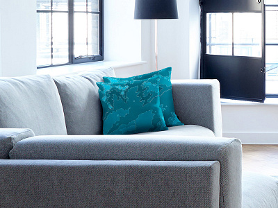 Topographic Blue Cushion