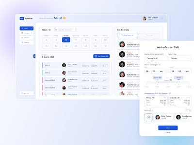 Schedule web app agenda app blue calendar design illustration light schedule soft typography ui