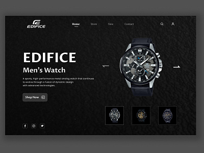 EDIFICE Watch Landing Page 2021 trend clean design dark theme dark ui design design inspiration dribbble dribble shot ecommerce shop landing page mens watch smart watch ui ux watch web design