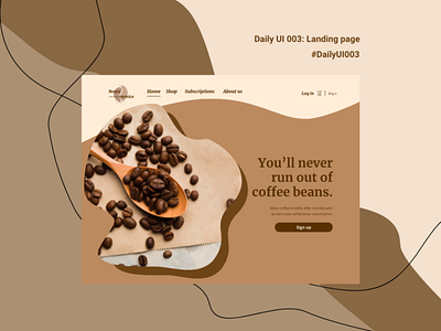 Daily UI 003: Landing page call to action coffee web daily ui dailyui dailyui003 day 3 font graphic design interface interface design landing page monochromatic ui ui inspiration uiux web design