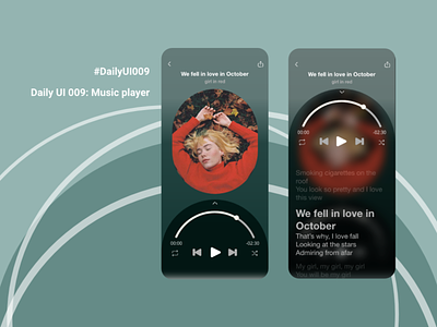 Daily UI 009: Music player 100 days ui daily ui dailyui009 dailyuix design graphic design illustration mobile app design music app music player new ui ui ui inspiration uiglobal uix user interface ux uxui design visual