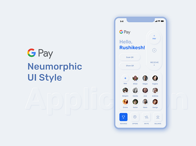 Google Pay Neumorphic UI app branding design illustration interaction design minimalistic design ux
