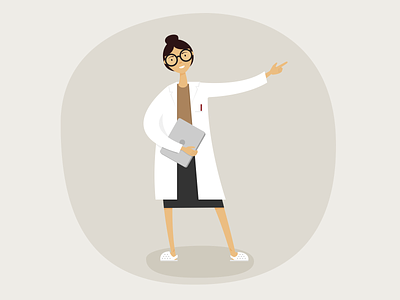 Doctor illustration crocs doctor glasses healthcare illustration lab coat laptop woman