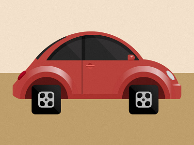 Bug car flat illustration red web illustration