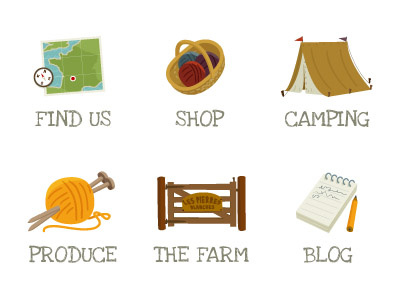 Icon set camping farm icons navigation vector