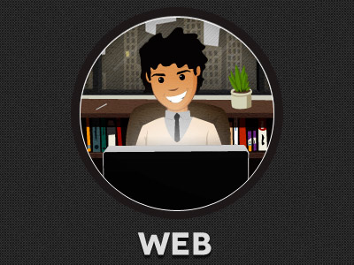 Web user character design illo illustration office round vector web user