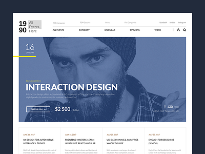 main page for project 1990 branding design education events illustration logo ui ux web website
