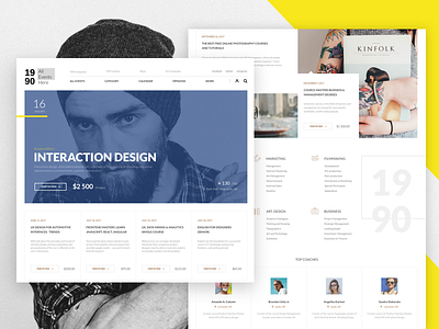 Main page - Events 1990 events men photo screen ui web design website yellow