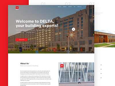 DELTA - Landing Page art direction buildings design landing page red ui ux web
