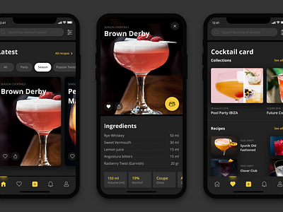 Bartender - app app bartenders cocktails dark ios mobile app mobile design uiux