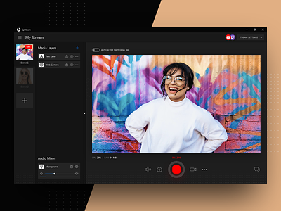 SplitCam app app black theme broadcasting design graphic design icons live streaming streaming app uxui visual design windows windows app