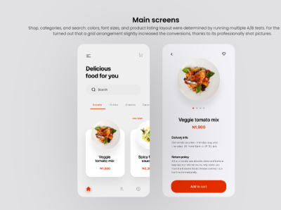 Food Delivery App UI design Main Screens branding design graphic design icon ui uiapp ux