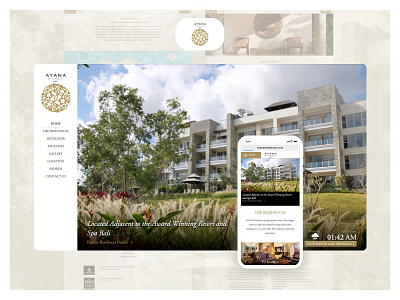 Ayana Residences Throwback Project bali gold golden luxury nature serif timeless ui website website design websites whitespace