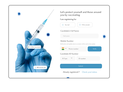 Corona Vaccine Registration Design branding corona design graphic design injection logo page ui uxdesign