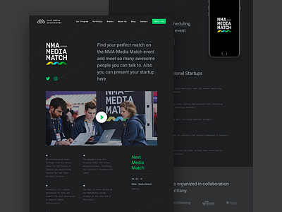 Next Media Accelerator Website interface layout motion ui user ux video website