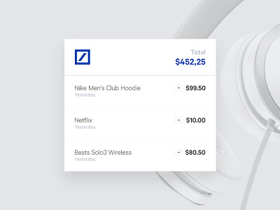 Bank Account Widget // Day 13 daily inspire interaction interface landing minimalistic site ui user ux web webdesign