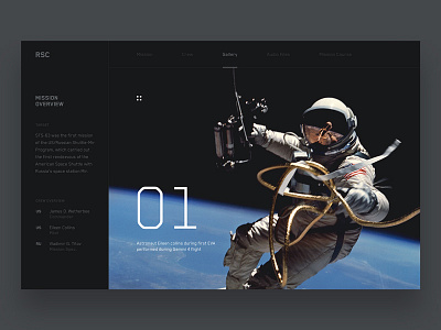 Space History - Gallery // Day 15 daily interaction interface landing minimalistic site space ui user ux web webdesign