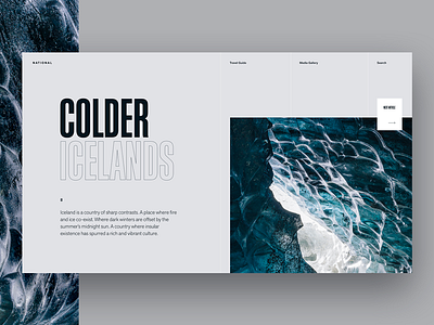 Iceland Travel Typography // Day 52 daily interaction interface landing minimalistic site typography ui user ux web webdesign