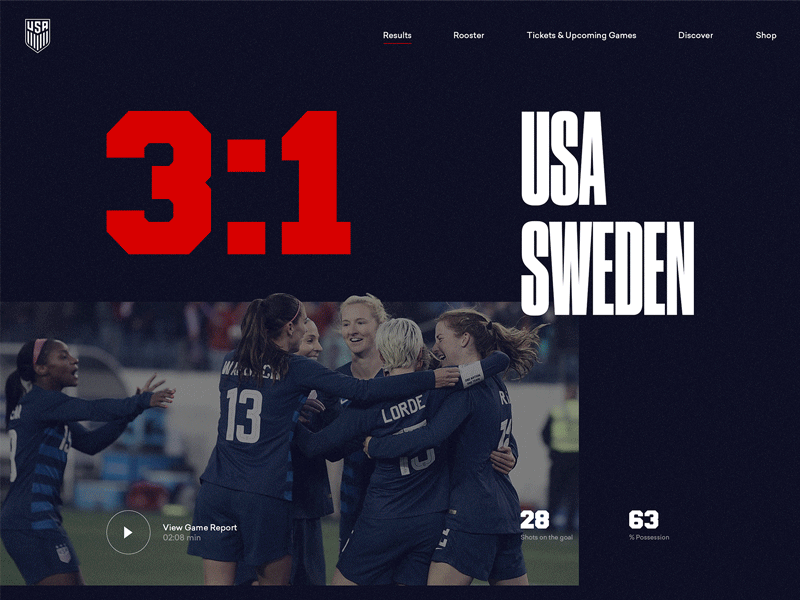 U.S. Women's National Soccer Team Concept - Game Detail art direction fifa football interaction national soccer team ui us usa ux web women womens worldcup