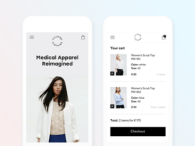 Pillbird Clothing adaptive cart e commerce medical minimal mobile shop white