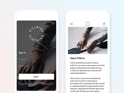 Pillbird Clothing about adaptive e commerce login medical minimal mobile shop