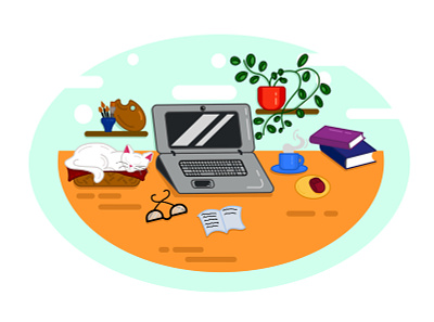 Illustration "My workspace" in flat style. flat style graphic design illustration workplace workspace