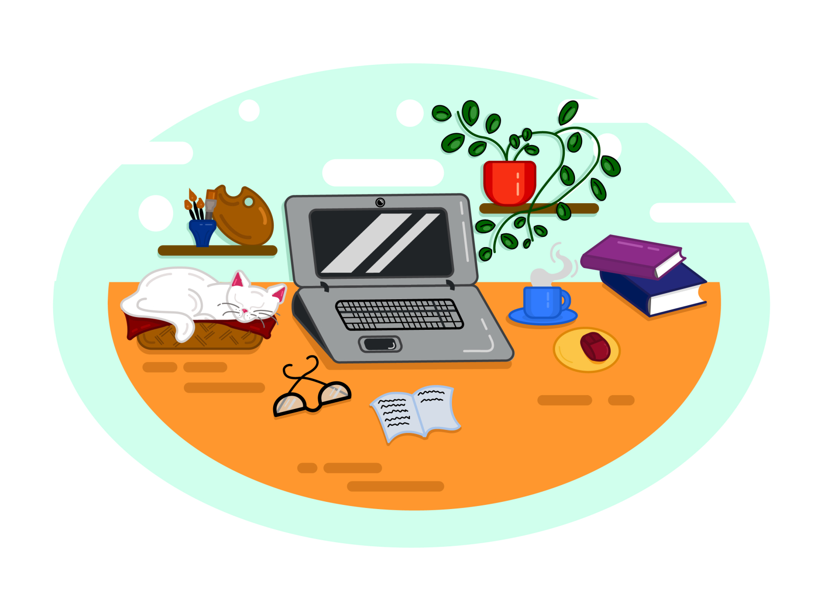 illustration-my-workspace-in-flat-style-by-liliana-vesela-on-dribbble