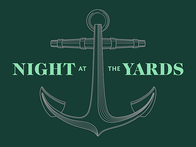 Night at the Yards, green flavor illustration invitation line nautical typography