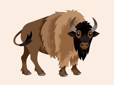 National Parks Bison animal bison brush brushy buffalo cute illustration national park foundation national parks paint park texture