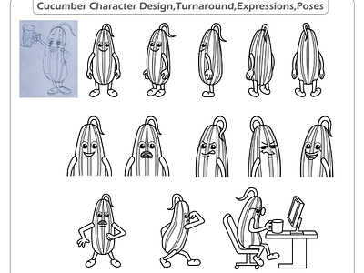Cucumber cartoon character design! character design modelsheet
