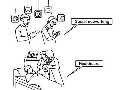 Line drawing illustrations for web page design