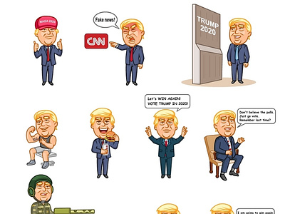 Stickers pack for iOS app "Trump 2020" appdesign cartoon art character creative illustration vector