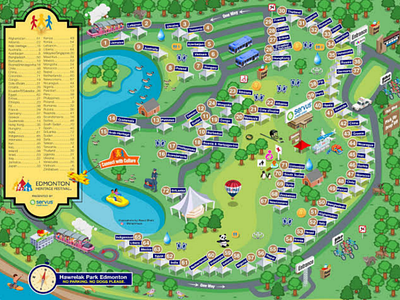 Isometric map illustration for Edmonton heritage festival isometric illustrations