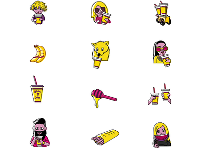 Stickers illustrations for Booster juice.