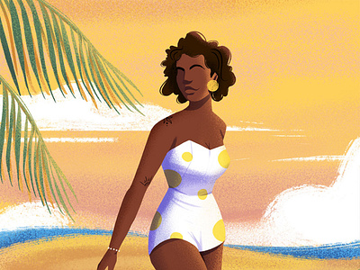 Sunny day beach illustration illustration art praia retro vintage