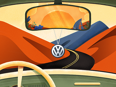 Yorokobu Contra La01 Driblle moutain road car road trip volkswagen back cover illustration cover yorokobu