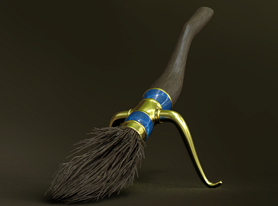 Flying broom - 3D render