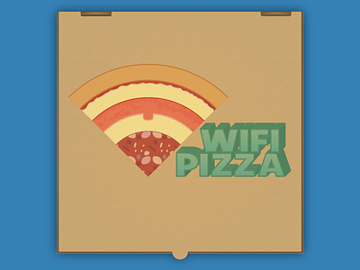 Pizza Wifi box cheese illustration pepper pizza salami slice wifi