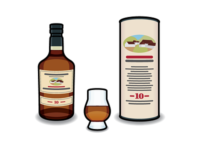 Edradour #3 alcohol bottle drink edradour package packaging glass icon illustration vector whiskey whisky