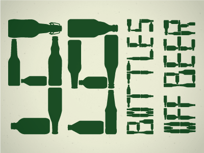 99 Botlles Of Beer beer bottles green illustration