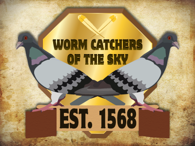 Worm Catchers of The Sky banner bird feathers filter gold illustration pigeon pigeons texture worm catchers