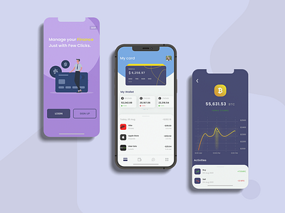 Card.io FinTech app background bitcoin clean design crypto design ewallet minimal netbanking stockmarket ui vector