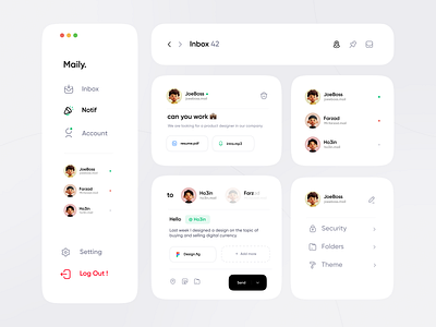 Maily - Email Components alimajlessi app chat clean components design email flat kit letter light mail mailbox message minimal oniex product trend ui white