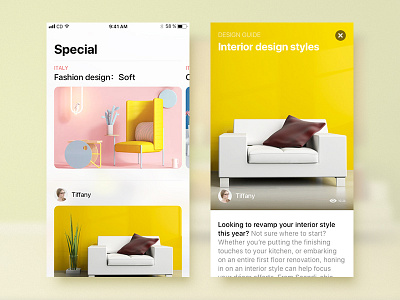 App for Interior design app card ios11