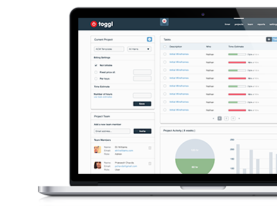 toggl project dashboard
